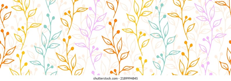 Berry bush sprigs botanical vector seamless background. Fine floral graphic design. Garden plants foliage and buds wallpaper. Berry bush sprouts growing seamless ornament