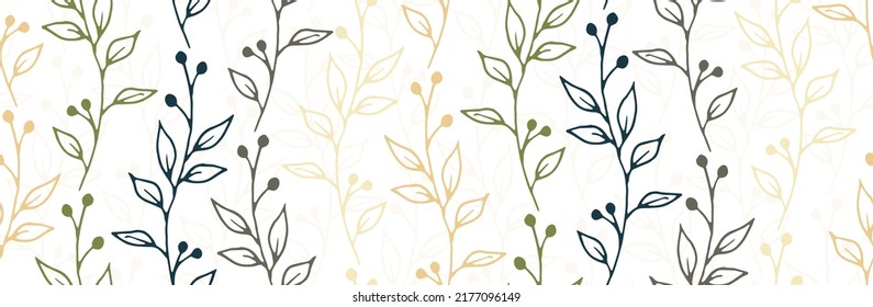 Ropa de arbusto de Berry que vectora orgánica patrón sin costura. Diseño gráfico floral acogedor. Hojas de plantas silvestres y ilustración de florecimiento. Pisos de arbusto de Berry