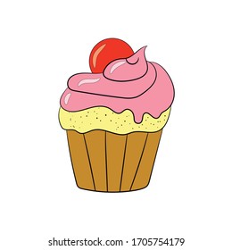 Berry cake, drawing, vector illustration