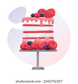 Berry-Kuchen-Illustration auf abstraktem Hintergrund