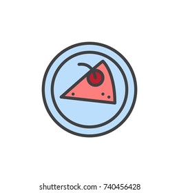 Berry cake on plate filled outline icon, line vector sign, linear colorful pictogram isolated on white. Dessert and sweets symbol, logo illustration. Pixel perfect vector graphics