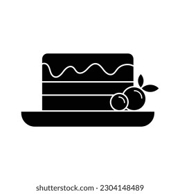 berry cake on plate icon design. Cake dessert icon, isolated on white background