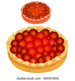 Berry cake of shortbread dough isolated on a white background. Vector illustration.