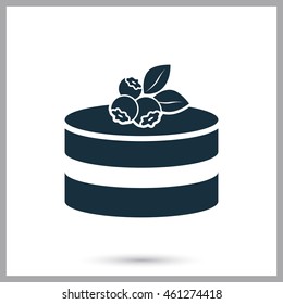 Berry cake simple icon on the background