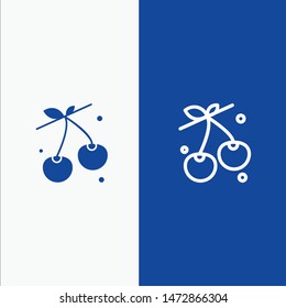 Berry, Cherry, Food, Spring Line and Glyph Solid icon Blue banner Line and Glyph Solid icon Blue banner