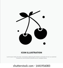 Berry, Cherry, Food, Spring solid Glyph Icon vector