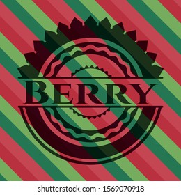 Berry christmas badge. Vector Illustration. Detailed.