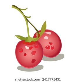 Berry of colorful set. The cartoon design of the cherry bursts with bright, cheerful colors, making it delectable choice for projects related to fresh fruit or healthy eating. Vector illustration.