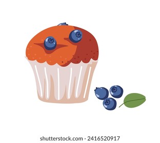 Berry cupcake Cartoon flach Vektorgrafik. Süßes Essen. Zeichen von Konditorei oder Bäckerei, Café oder Restaurant Menü. Süßigkeiten, ungesunde Lebensmittel, Süßwarenfabrik und Süßwarengeschäft. Muffin-Nachtisch