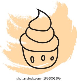 Berry cupcake, icon illustration, vector on white background
