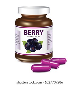 Berry dietary supplement vector illustration
