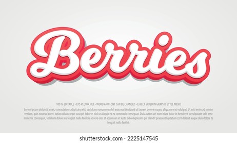 Berry editable text effect template with 3d style use for logo and business brand - Shutterstock ID 2225147545
