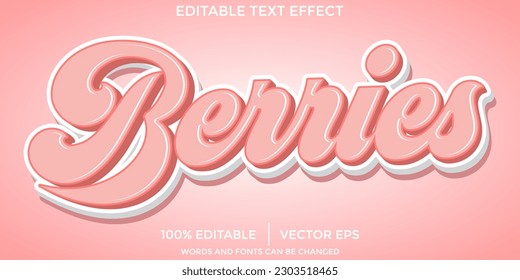 Plantilla de efecto de texto editable para Berry con estilo 3d para logotipo y marca comercial
