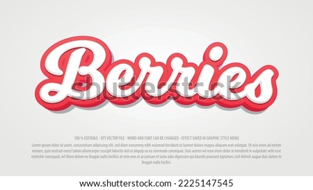 Berry editable text effect template with 3d style use for logo and business brand