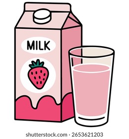 Berry flavored milk drink isolated vector illustration on white background