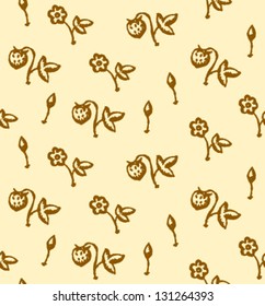 Berry and flower, vector seamless pattern