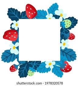 Berry frame. Design for invitation, wedding, or greeting cards.