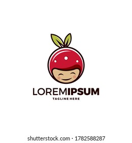 Logo del personaje de la fruta de las bayas. Berry lindo vector de caracteres.