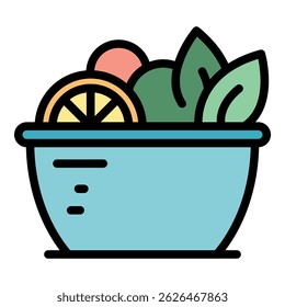 Berry fruit salad icon. Outline berry fruit salad vector icon color flat isolated