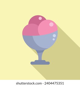 Berry gelato bowl icon flat vector. Ice cream balls. Summer shake frozen