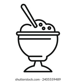 Berry gelato bowl icon outline vector. Ice cream balls. Summer shake frozen