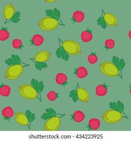 Berry and gooseberry cartoon seamless pattern 
