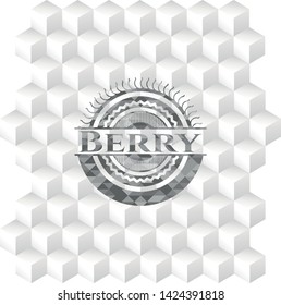 Berry grey emblem with geometric cube white background