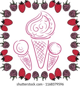 Berry ice cream. Vector illustration