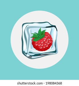 berry in ice cube flat design 