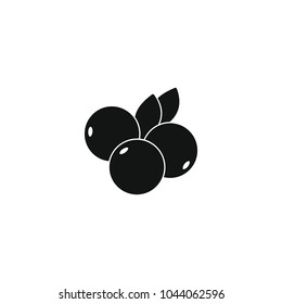 Berry Icon In Black Silhouette Style. Vector Illustration With Berry Isolated On White Background. Black Silhouette Fruit Object For Web