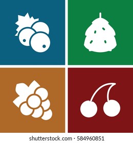 berry icons set. Set of 4 berry filled icons such as berry, currant, Cherry