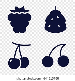 Berry icons set. set of 4 berry filled icons such as berry, cherry, mulberry