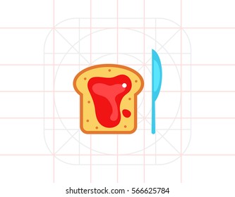 Berry Jam on Bread and Knife Icon