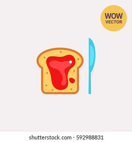 Berry Jam on Bread and Knife Icon