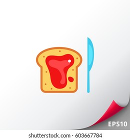 Berry Jam on Bread and Knife Icon
