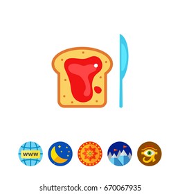Berry Jam on Bread and Knife Icon