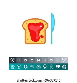 Berry Jam on Bread and Knife Icon