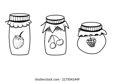 berry jam set. Doodle vector illustration