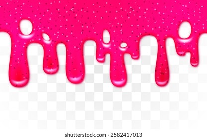 Berry jam, varnish or paint drips on transparent background. Vector illustration