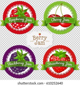Berry Labels Set With Gradient Mesh, Vector Illustration