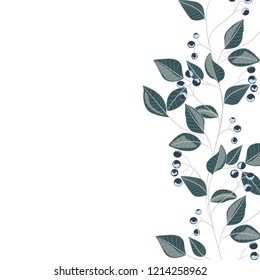 Berry and leaves elegant card. A spring decorative bouquet. Small floral garland. Vector illustration.