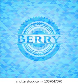 Berry light blue emblem with triangle mosaic background