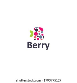 Berry Logo Letter B With Leaf, Icon Vector