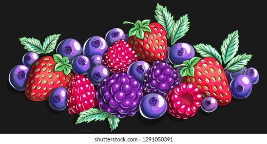 Berry mix Cartoon illustration