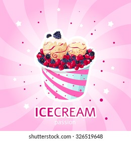 Berry mix ice cream illustration