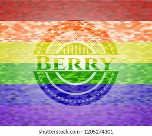 Berry on mosaic background with the colors of the LGBT flag
