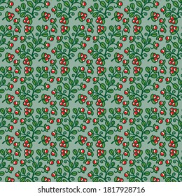 Berry pattern. Cranberry. Stylized graphics.