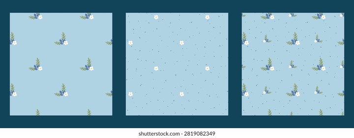 Berry pattern pastel vector seamless design with cute spring and summer. Flowers plus blueberry geometric table print for food illustration polka. Dot and stripe fruits on checker wave background.