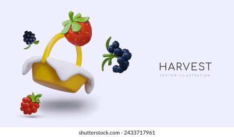 Berry picking concept. Fresh natural ingredients. Services and goods of farming