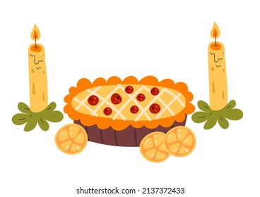 Berry pie isolated on white background illustration